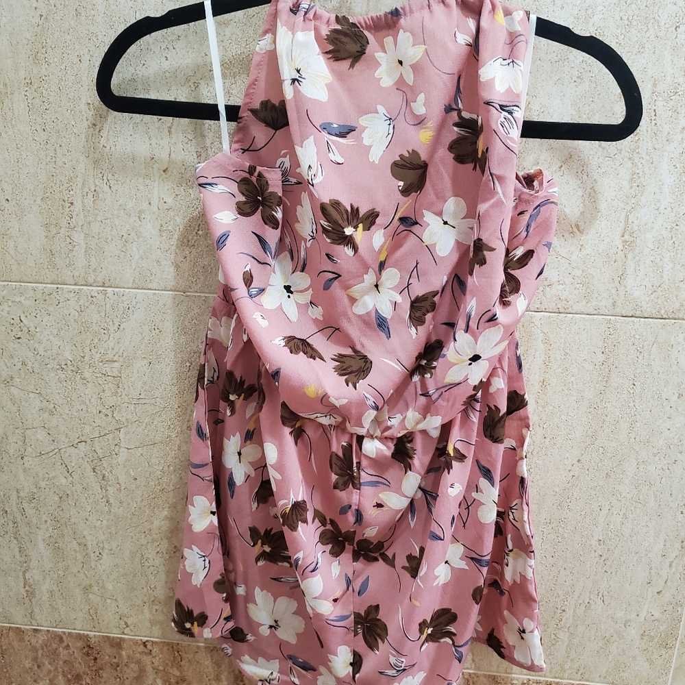 Blouson Waist Floral Print Knot Halter Romper